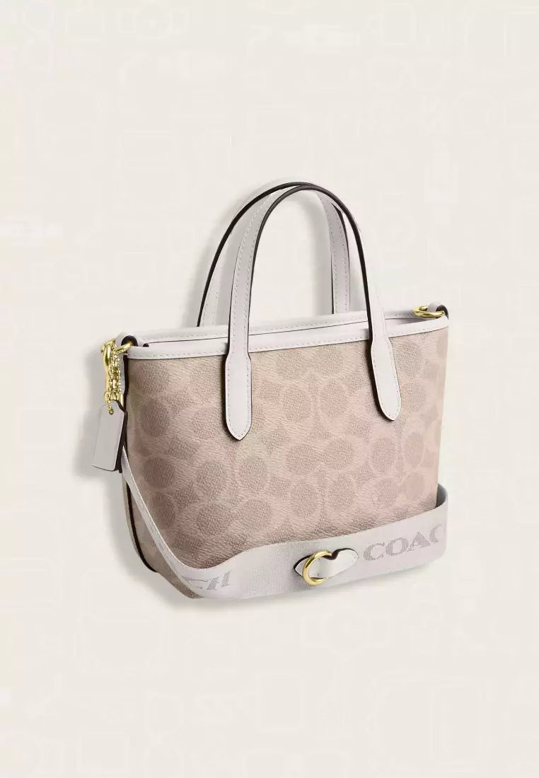 Coach City Mini Tote Bag In Signature Canvas Sand Chalk