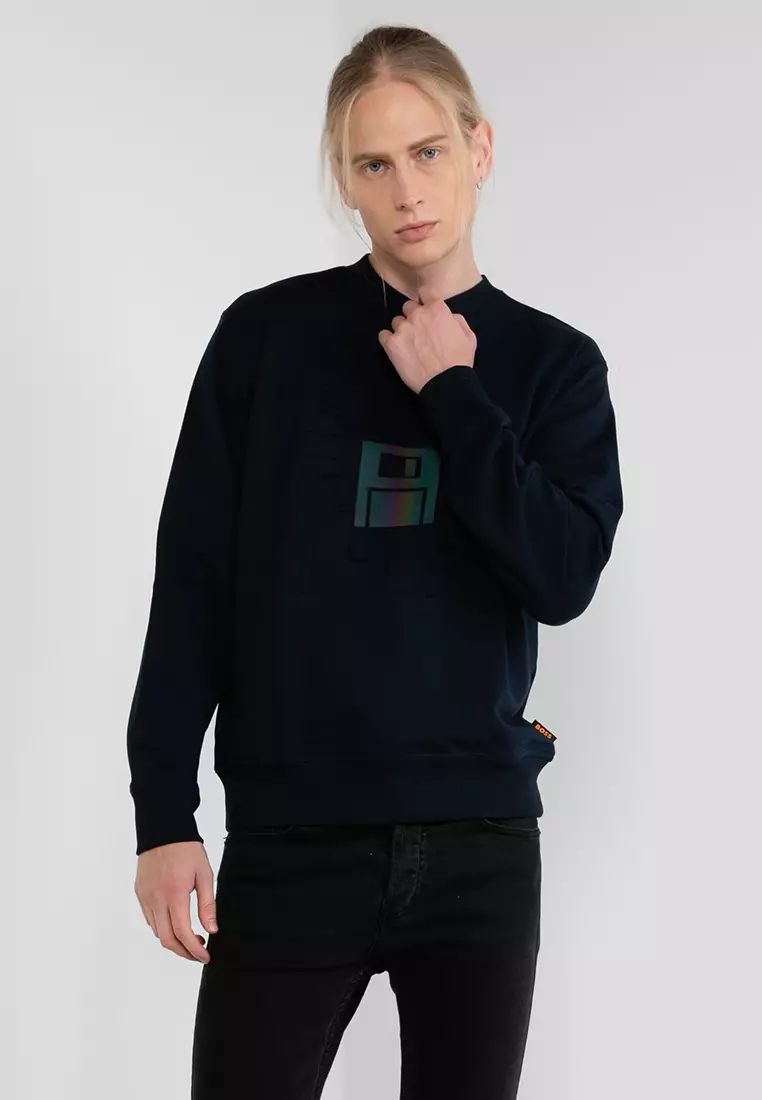 BOSS - Relaxed-fit sweater with monogram jacquard and crew neckline