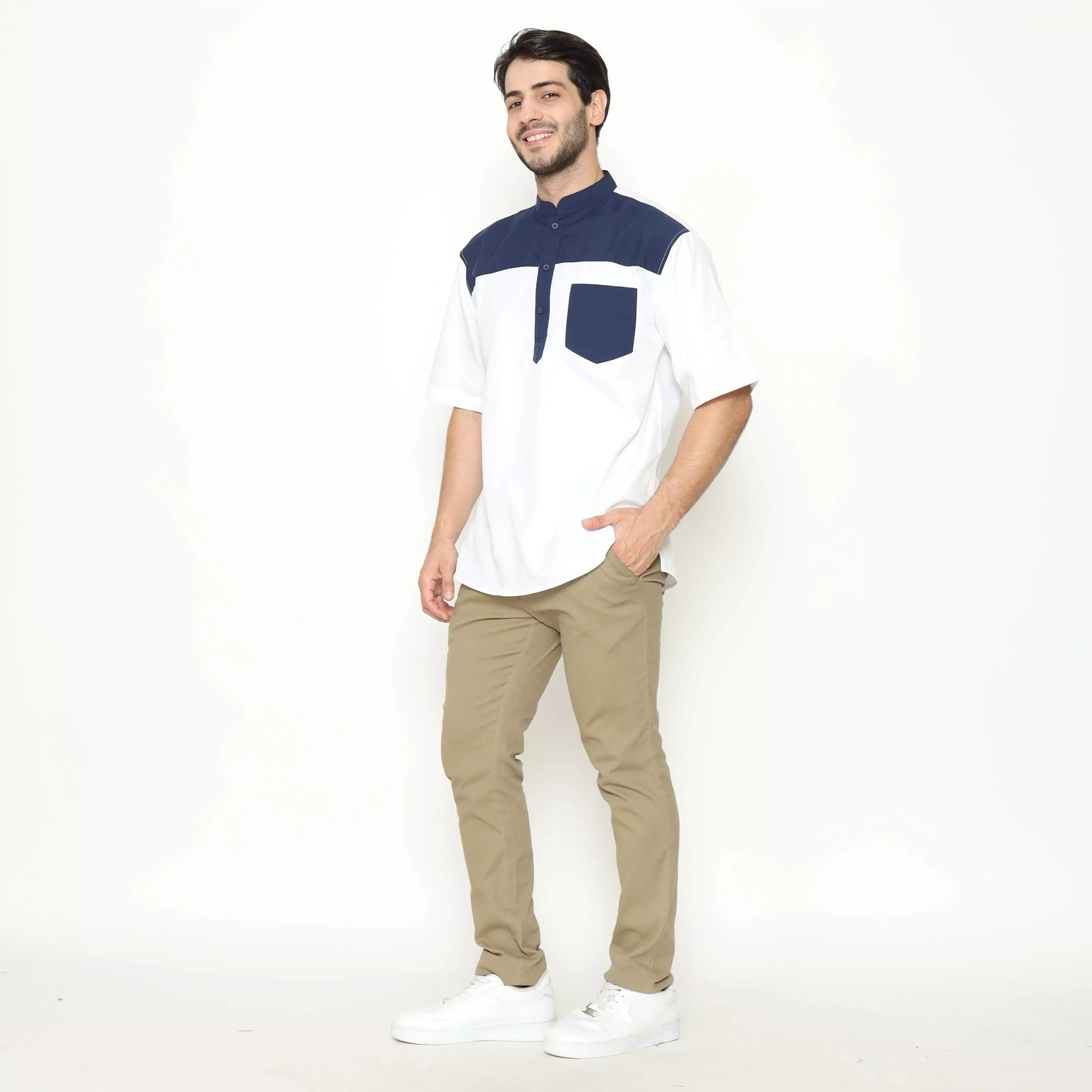 AMK Kemeja Koko Pria Lengan Pendek KK BB 006 S/s Cap 6 White