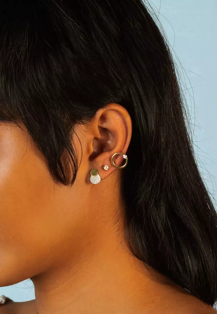 360 Sparkle Earrings 18k Gold 