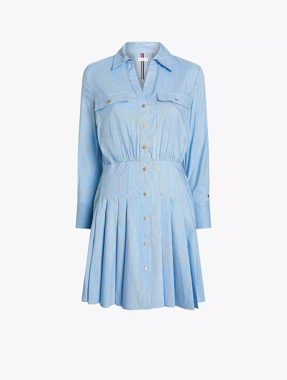 Tommy Hilfiger - Asia Fit Stripe Pleated Shirt Dress - Blue - Blue