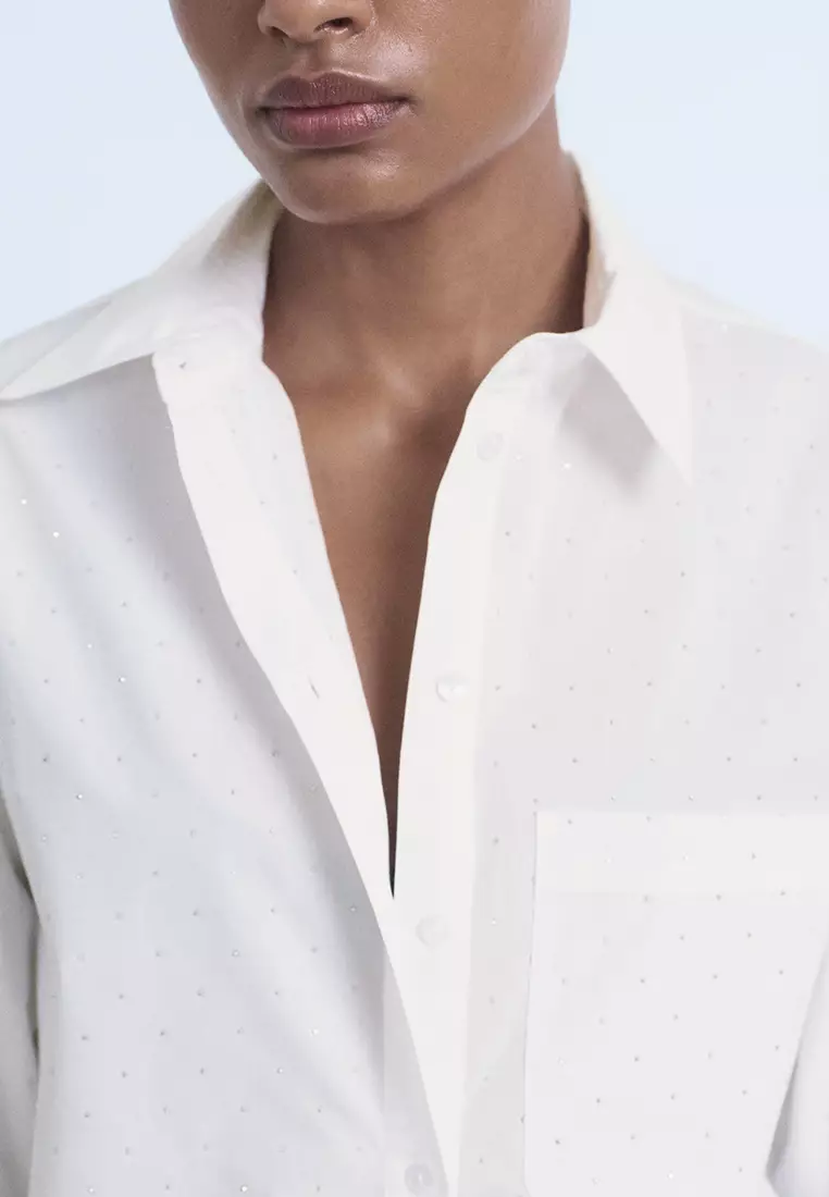 Rhinestone Cropped Shirt