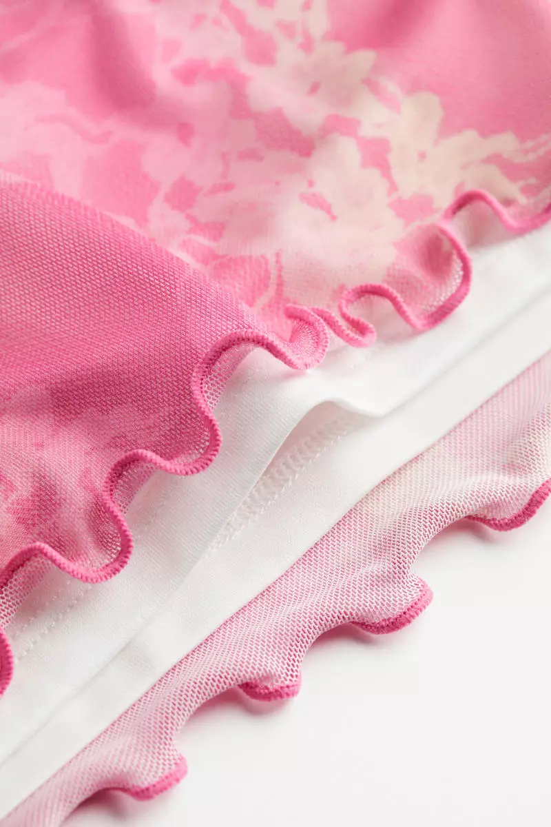 Flounce-trimmed mesh dress