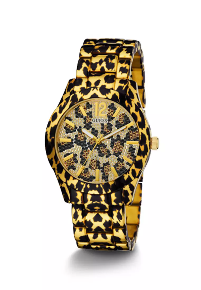 Guess leopard print watch price best sale