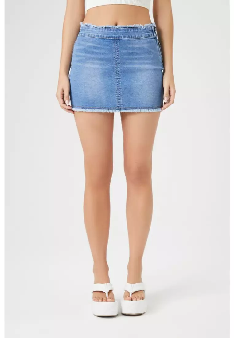 Buy FOREVER 21 Frayed Denim Mini Skirt 2024 Online ZALORA