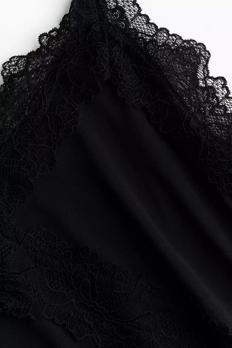 Lace-trimmed Ponte-di-Roma strappy top