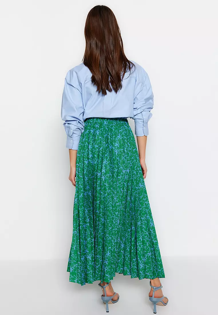 Pleated Printed Skirt