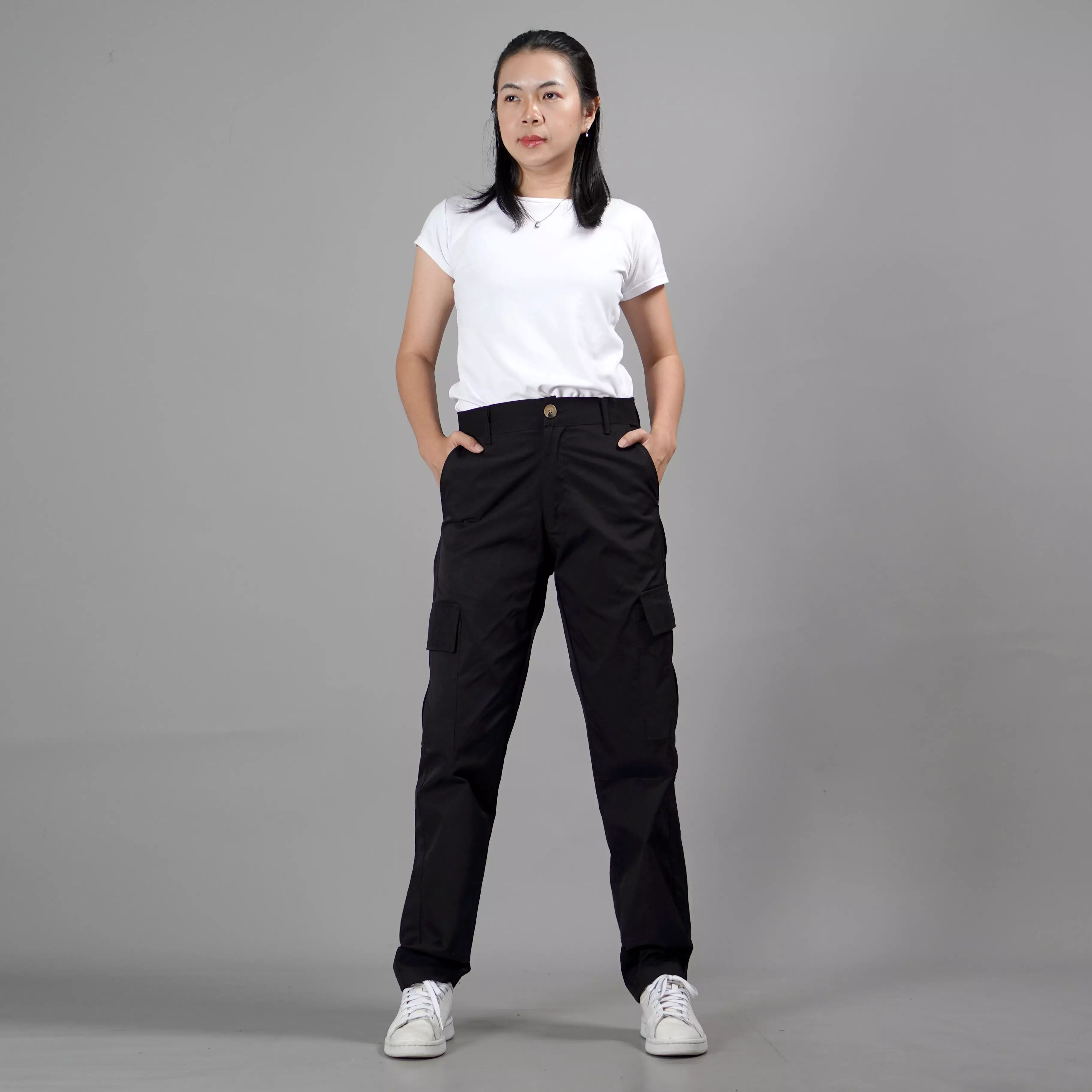 RAYSA Celana Panjang Wanita Celana Cargo Wanita Celana Wanita - Hitam