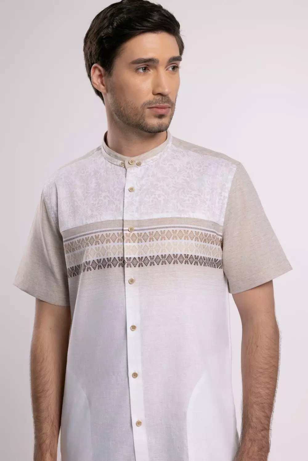 MOC Kemeja Koko Lengan Pendek Pria Riyadh - Khaki