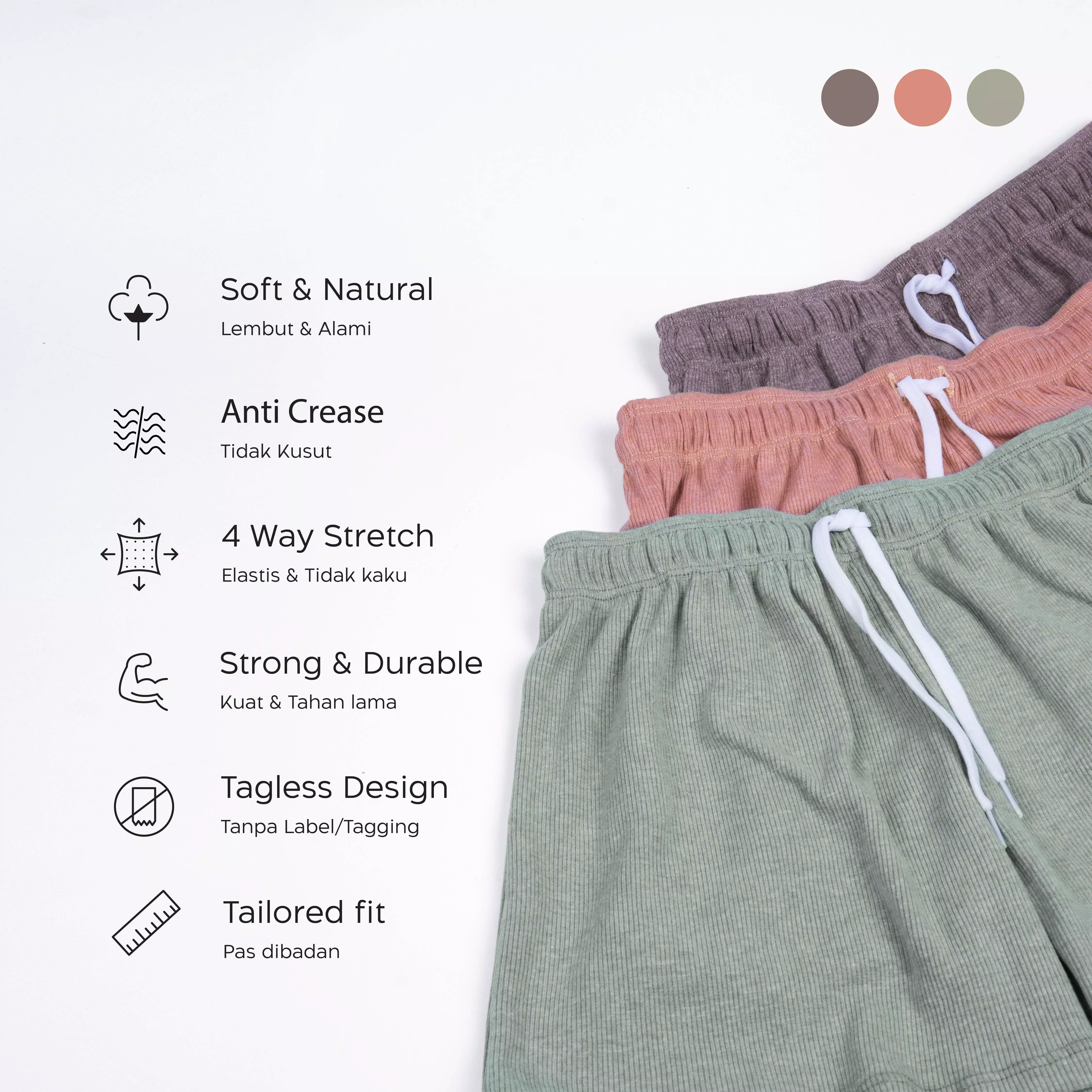 FN Kids Celana Pendek Anak Celana Santai Rumahan Anak Cvc Rib 1 PCS FNKC 3419