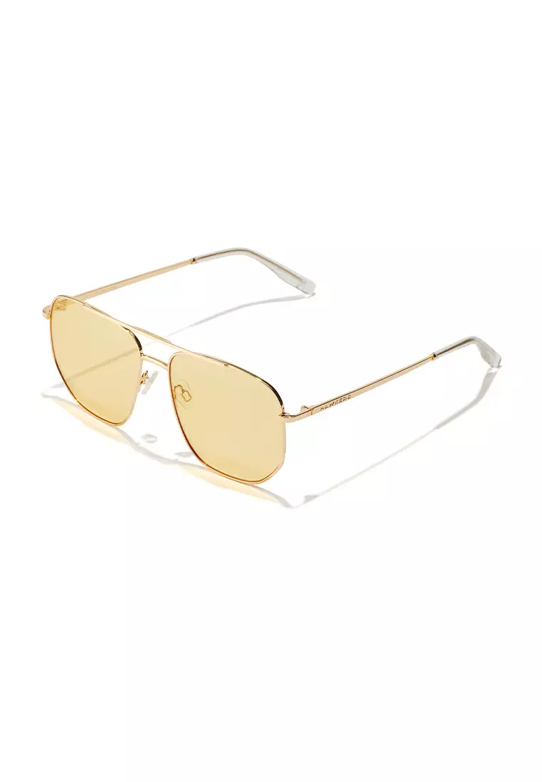 HAWKERS Gold Yellow CAD Sunglasses for Men and Women, Unisex. UV400 Protection. Official Product designed in Spain