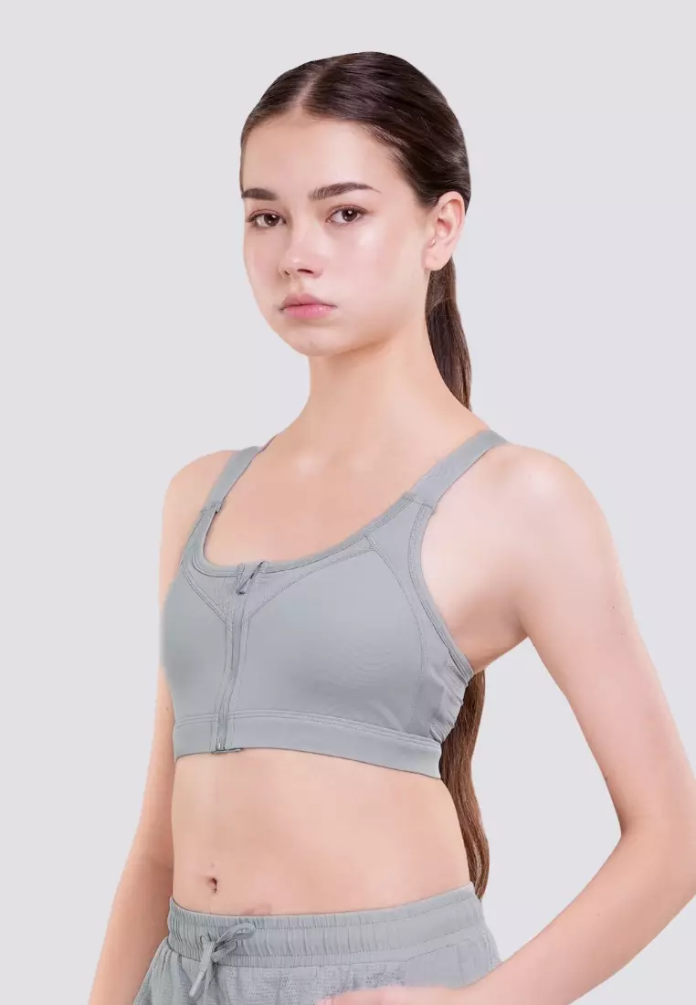 Pure Pace Medium Support Zippered Sports Bra with Removable Pads Activewear for Women