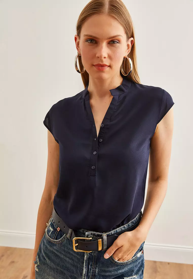 V-Neck Buttons Top