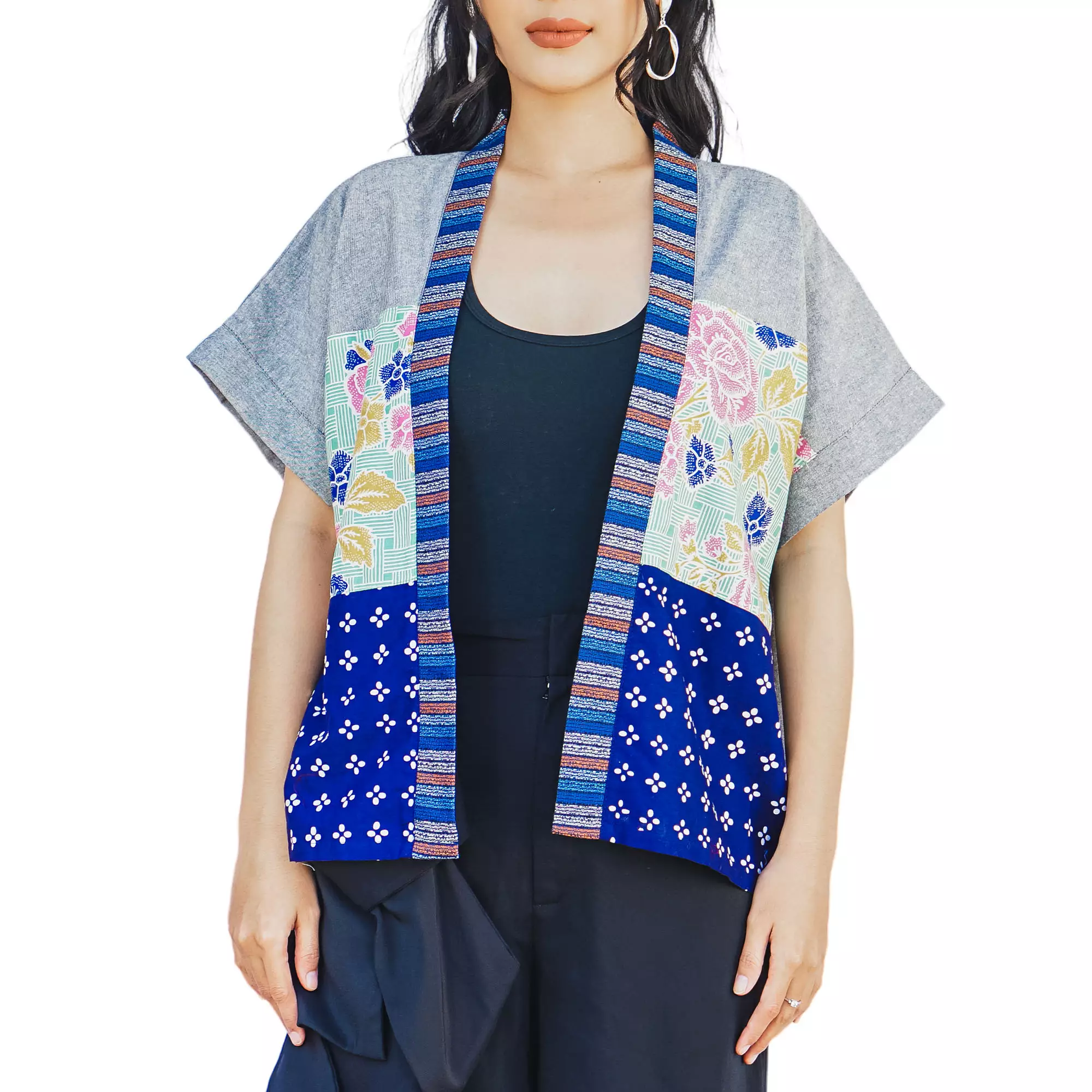 Blazer Batik Wanita - Atasan Batik - Bhatara Batik Mikata - Outer Batik Modern Lengan Pendek