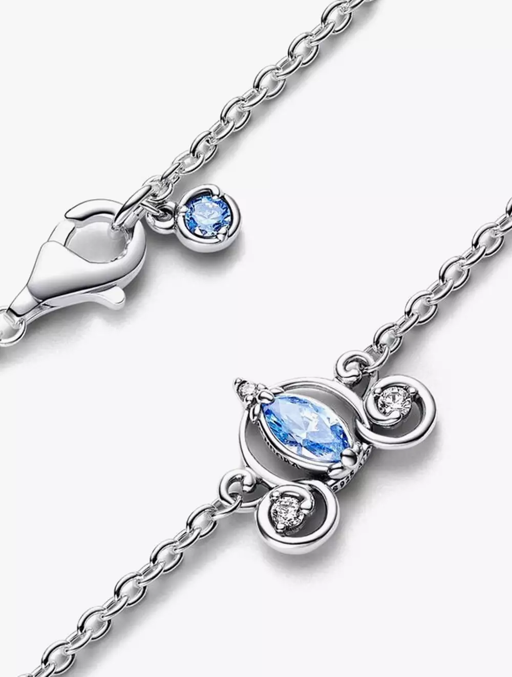 Disney Cinderella sterling silver collier with fancy light blue and clear cubic zirconia