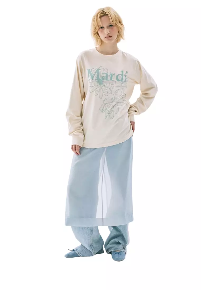 Tshirt Long Sleeve Triple Flower - Butter Mossgreen