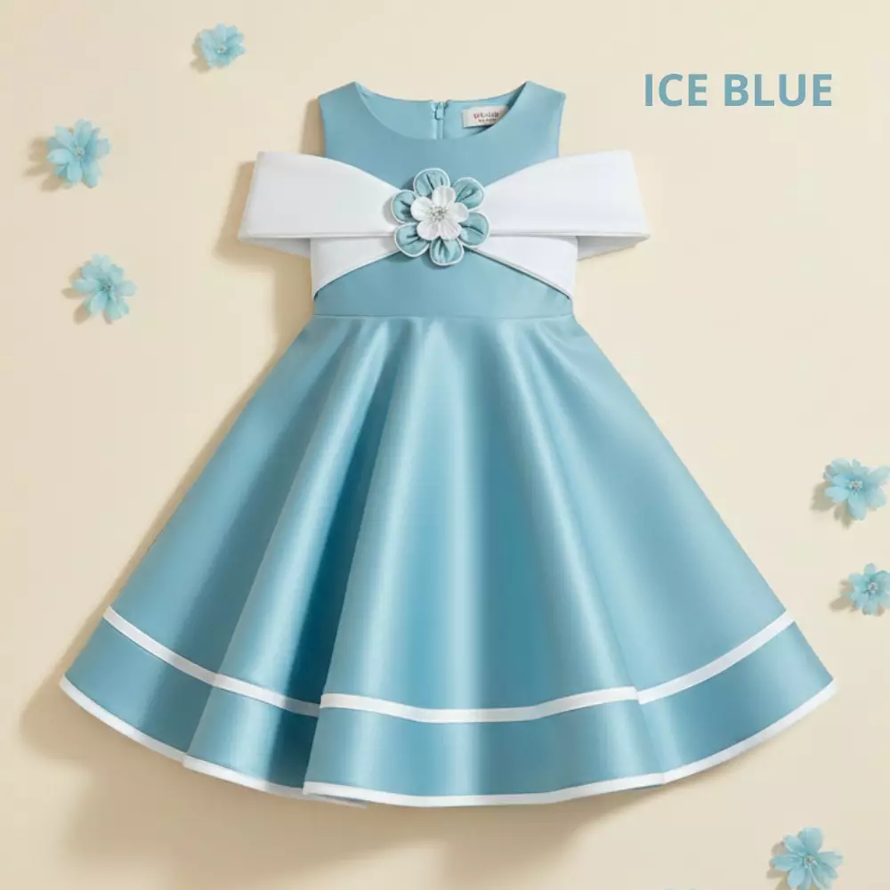Two Mix - Gabriella Dress Anak Cewek - Gaun Anak Perempuan CNY Collection 1-12 Tahun 4425 Ice Blue