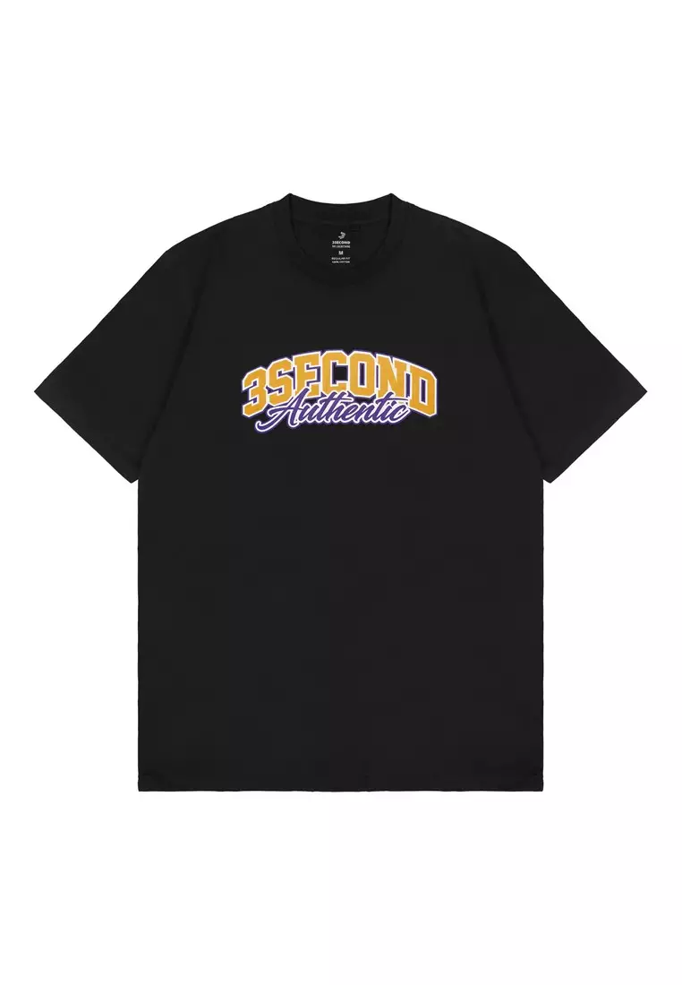3Second Men's T-Shirt Short Sleeve Regular Fit Cotton Logo Script Hector C690125