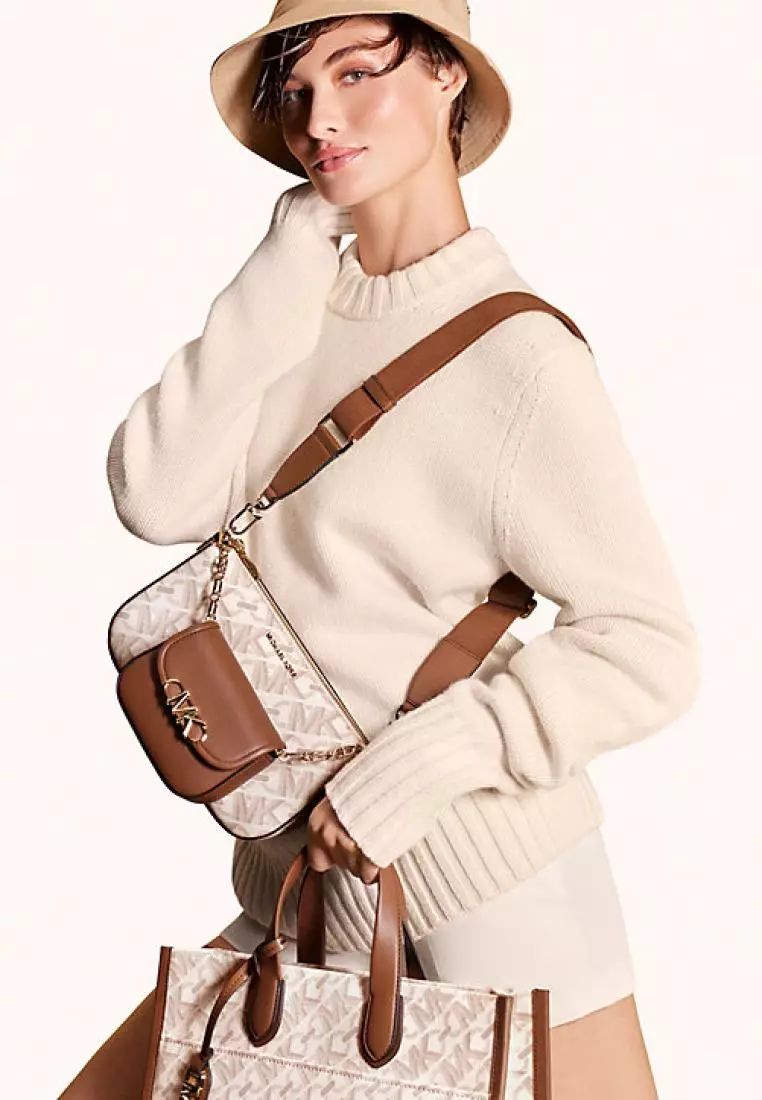 Michael Kors Parker Large Empire Signature Logo 2-in-1 Crossbody Bag Vanilla