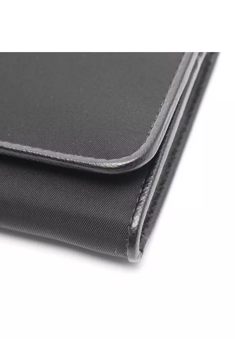 Pre-Loved Prada TESSUTO Bi-fold Long Wallet Nylon leather black