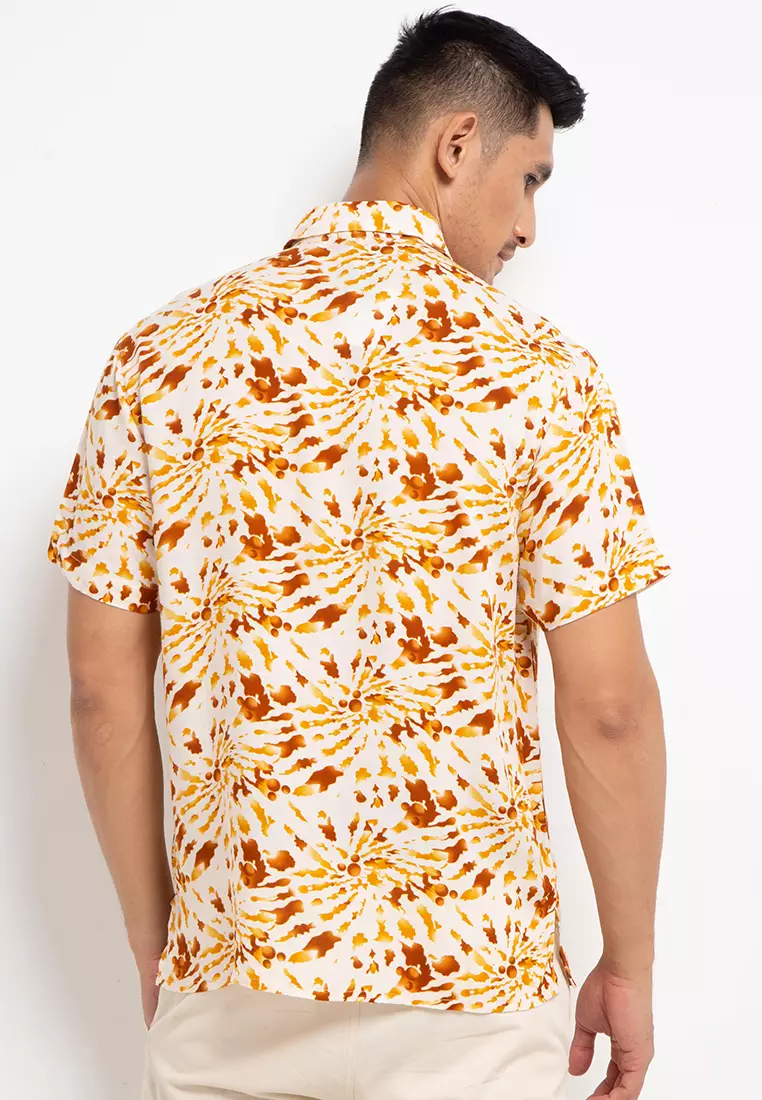 Nade Japan NTA03 Kemeja Pria Kasual Motif Tie Dye C1 Orange