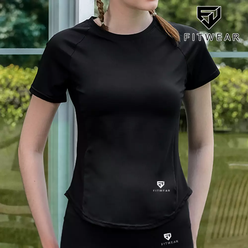 Fitwear Kaos Dryfit Olahraga Wanita HEIDI SIDE MESH  - BLACK