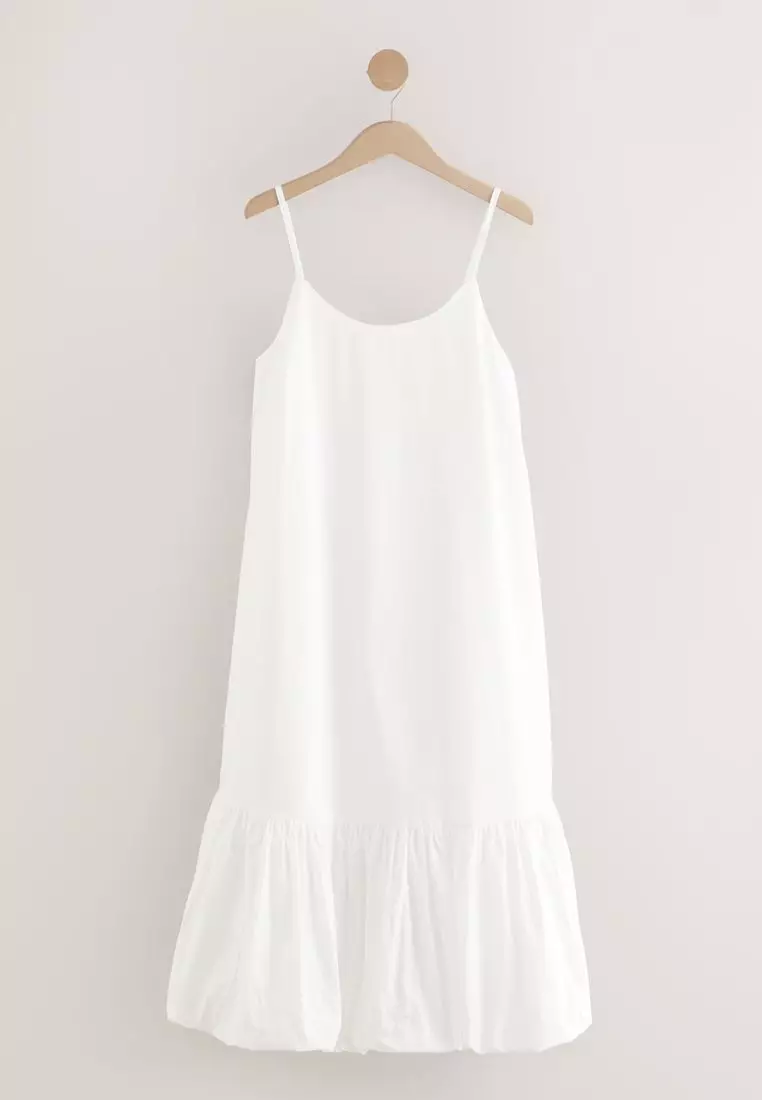 100% Cotton Bubble Hem Midi Dress