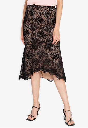 ZALORA OCCASION black Corded Lace Skirt 92EAEAA66A6973GS_1