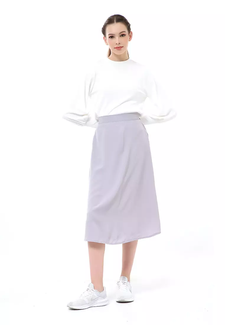 Trisha Rok Midi Wanita Model A-Line Simple Palin Motive Material Crepe ORIGINAL - Dusty Lilac