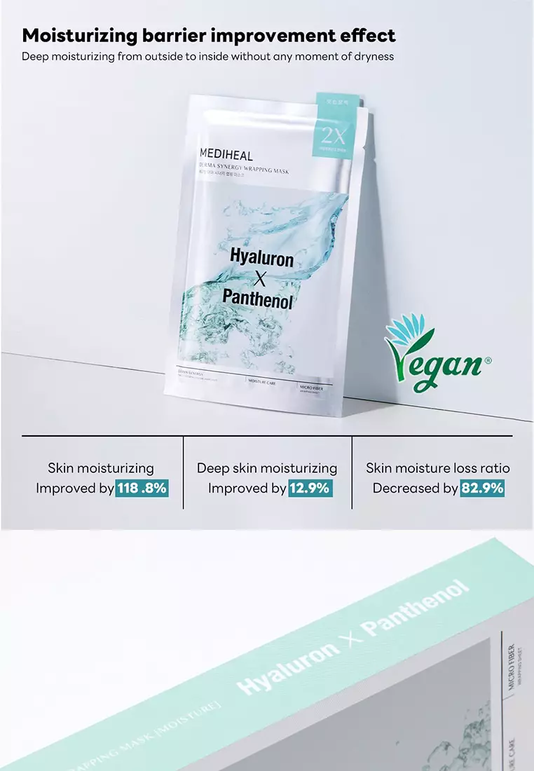 Derma Synergy Wrapping Mask Box for Moisturizing Barrier (4 x25ml) - Improved Skin Moisturization With Hyaluron X Panthenol