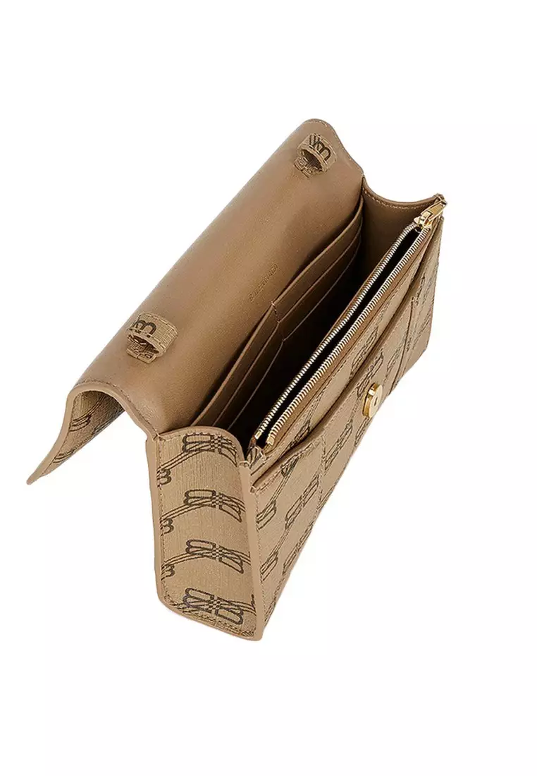 Buy Balenciaga Hourglass BB Monogram Chain Wallet in Beige 2025