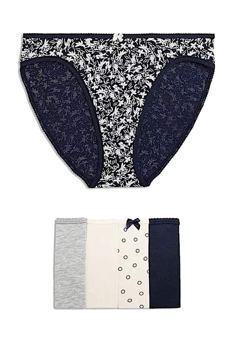 5Pk Cotton Lycra High Leg Knickers