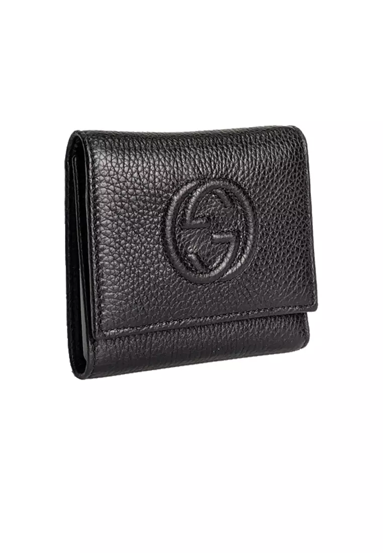 Gucci Soho Small Leather Trifold Wallet Black 598207