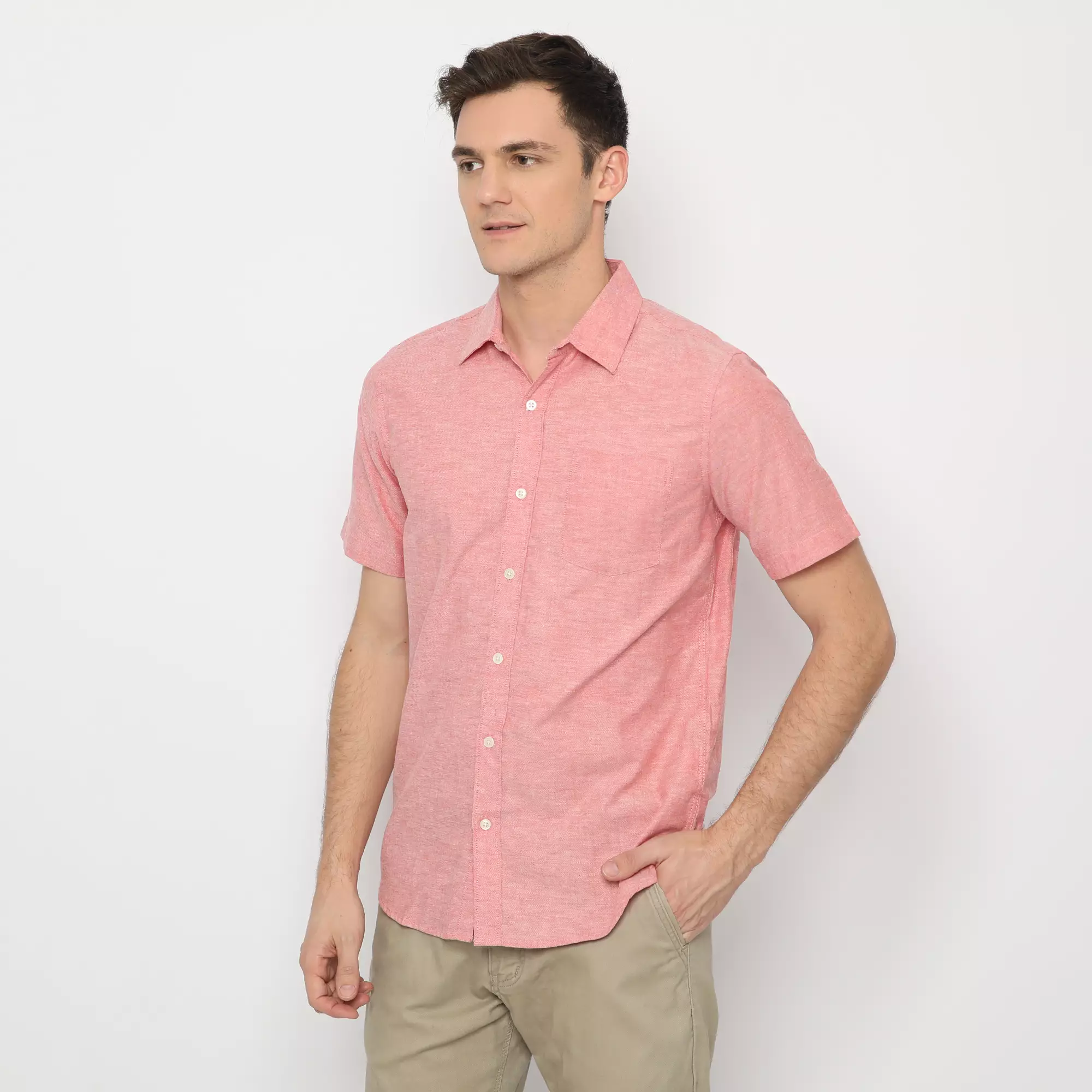 Platini Kemeja Pria Polos Lengan Pendek Katun Oxford Salem 1069