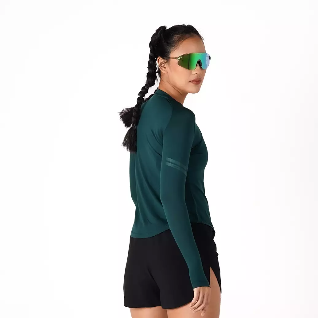 Tiento Jersey Running Women Kaos Olahraga Wanita Lengan Panjang Baju Lari Quick Dry South Emerald