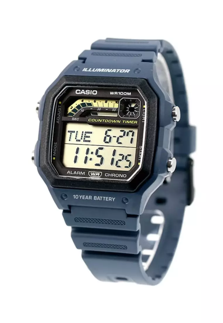 Men's Digital Sport Watch with Blue Resin Band WS-1600H-2AV