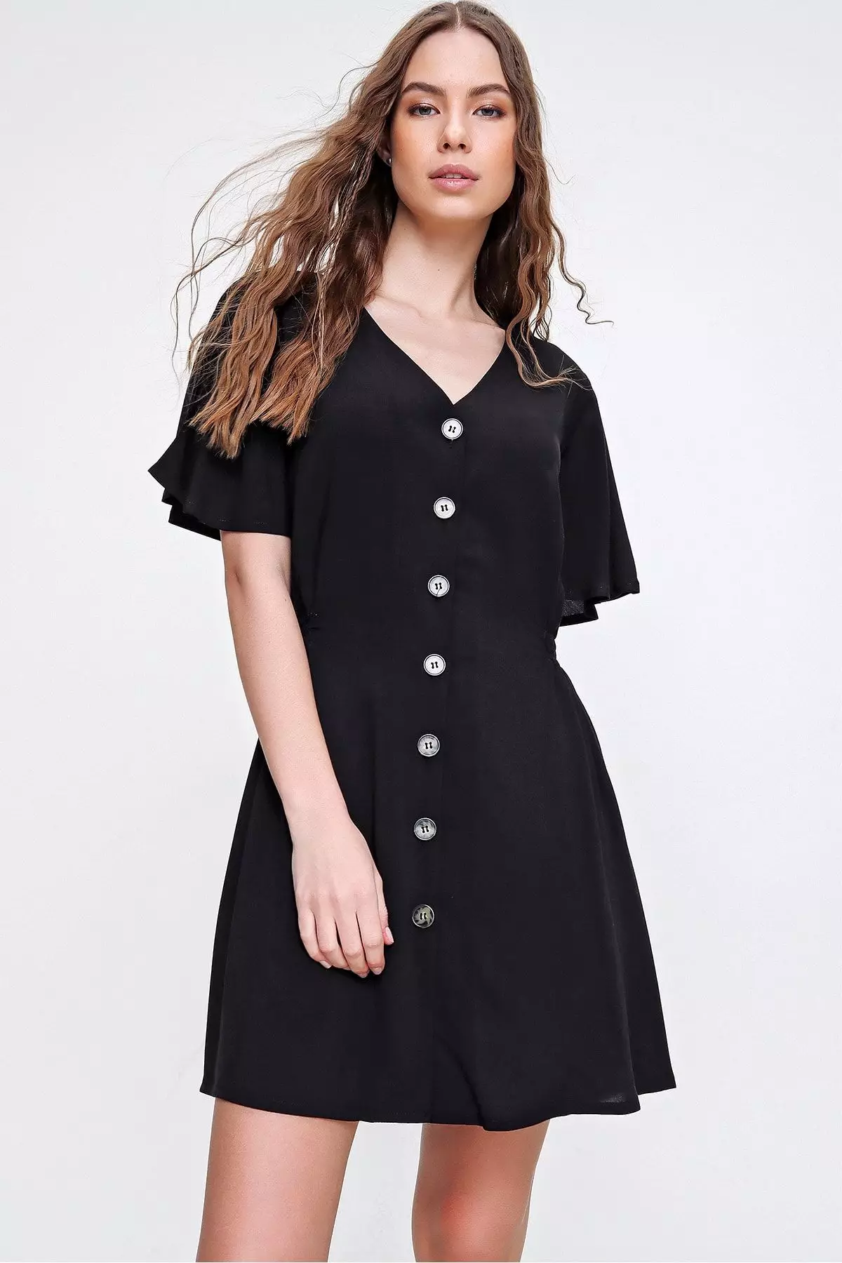 Buttoned Mini Dress