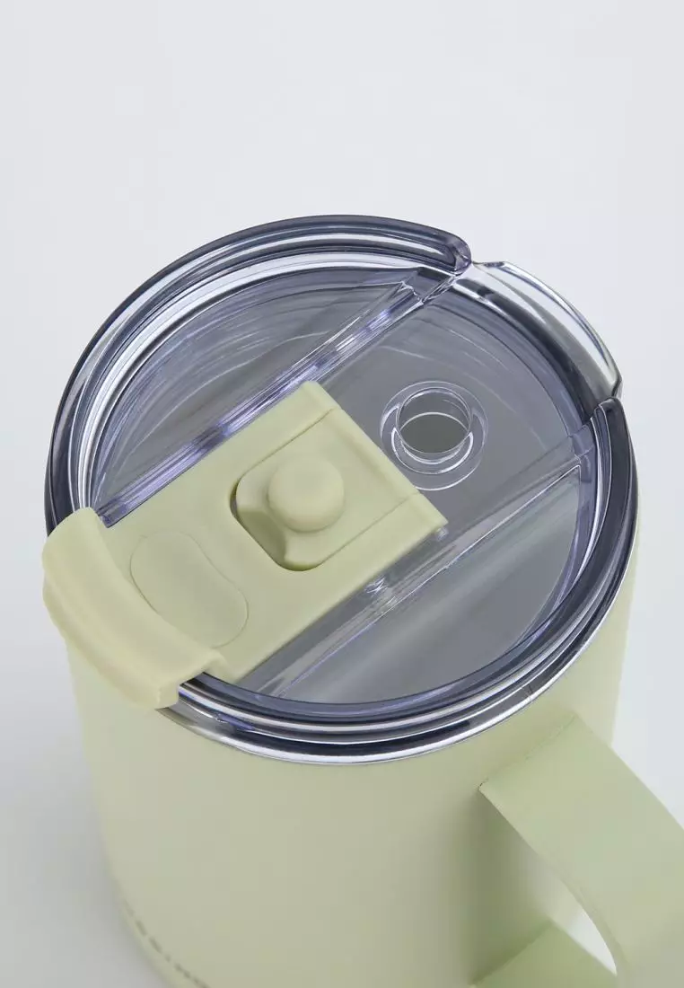 Crossing Neo Insulated S/S Leakproof Ceramic Mug W Handle And Lid 400ml - Pistachio (Mint)