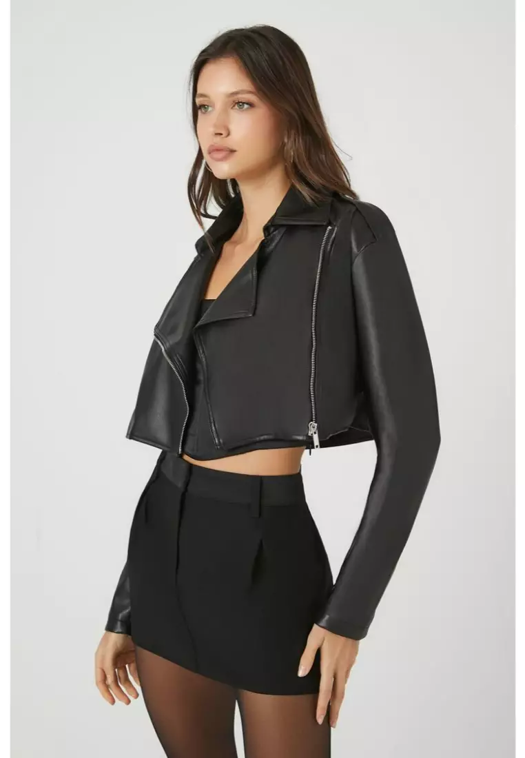 Cropped leather jacket forever 21 shop