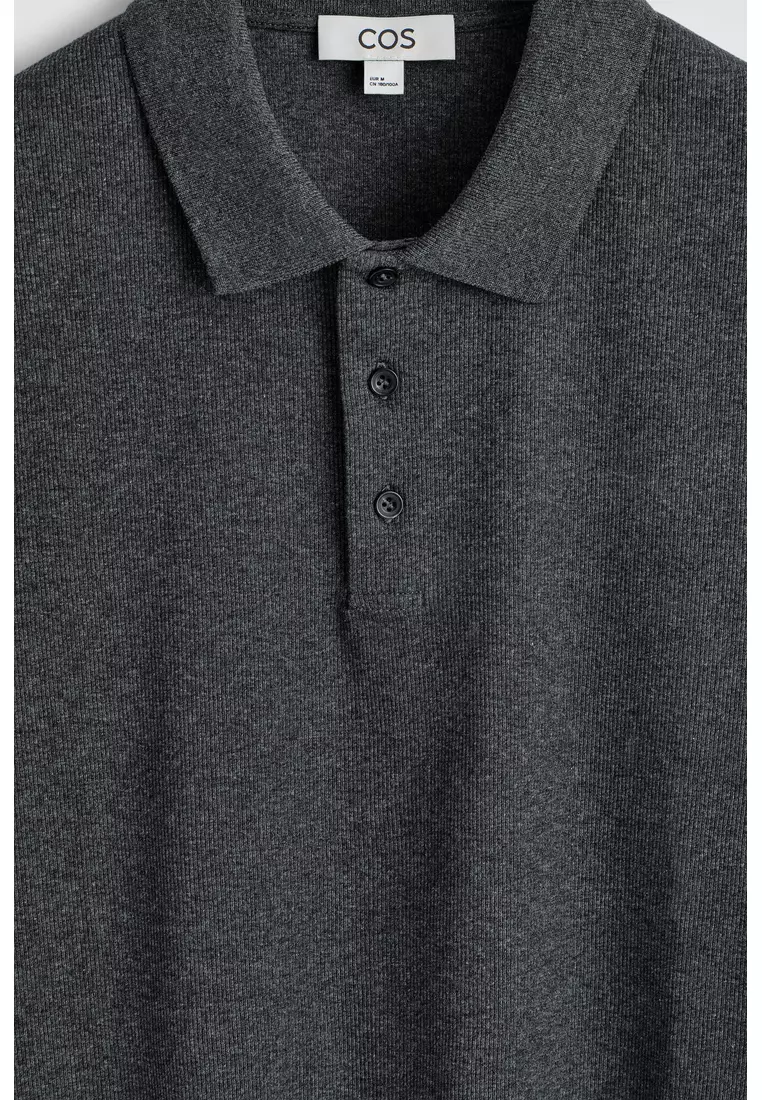 SLIM RIBBED COTTON POLO SHIRT