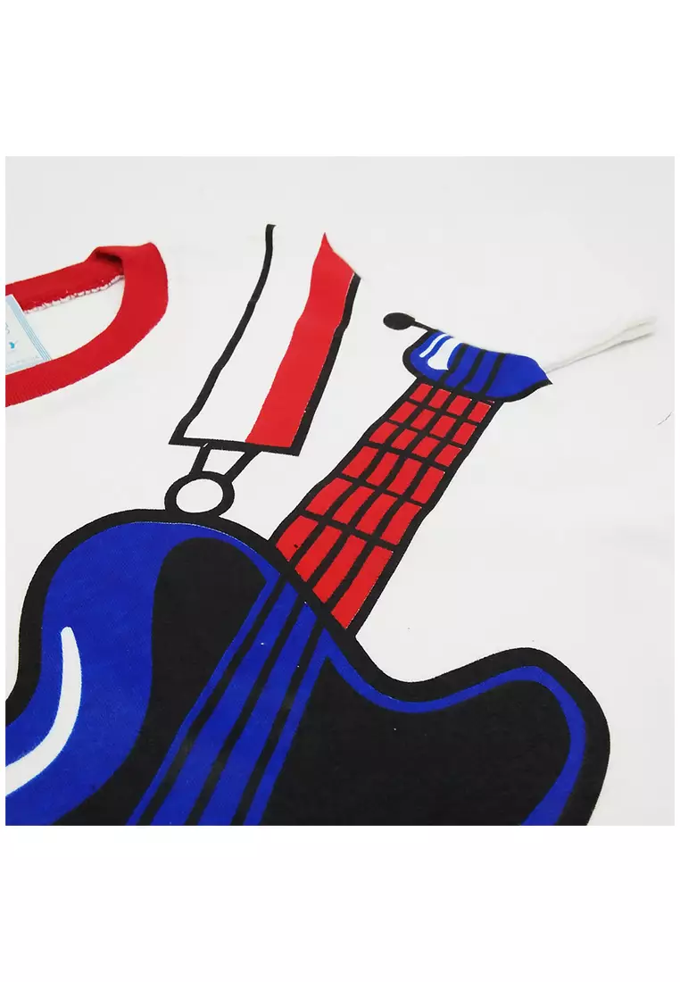 Skabe Pakaian Bayi Anak Laki Laki Baju Atasan Oblong Lengan Pendek Motif Gitar Setelan Celana Jogger 3/4 All Size Warna Tua Usia 12 Bulan Hingga 18 Bulan 3382