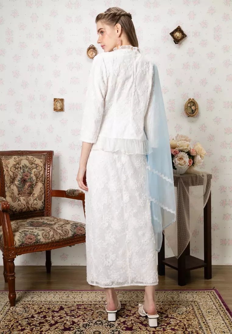 Skirt Dress Semi Kebaya Stylish Kebaya Set With Wrapped Batik