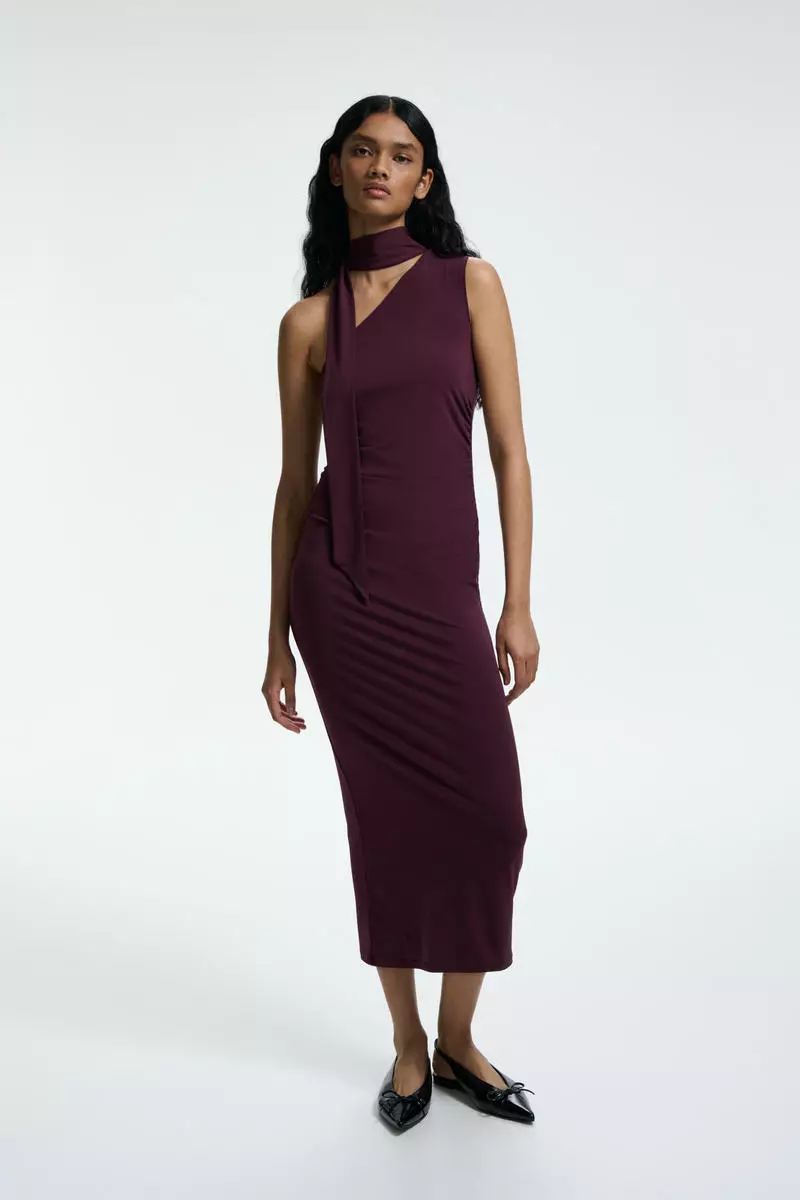 Draped one-shoulder dress