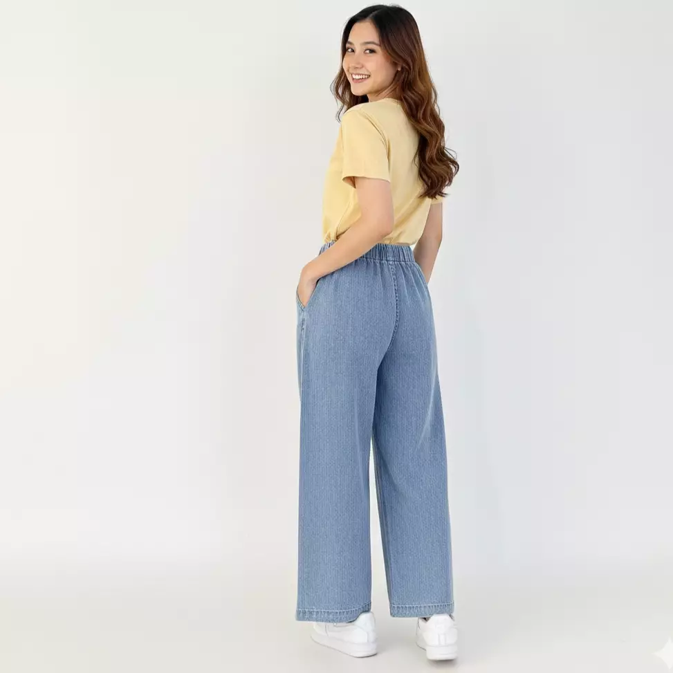 Celana Panjang Wanita - Kelly Wide Denim Pants