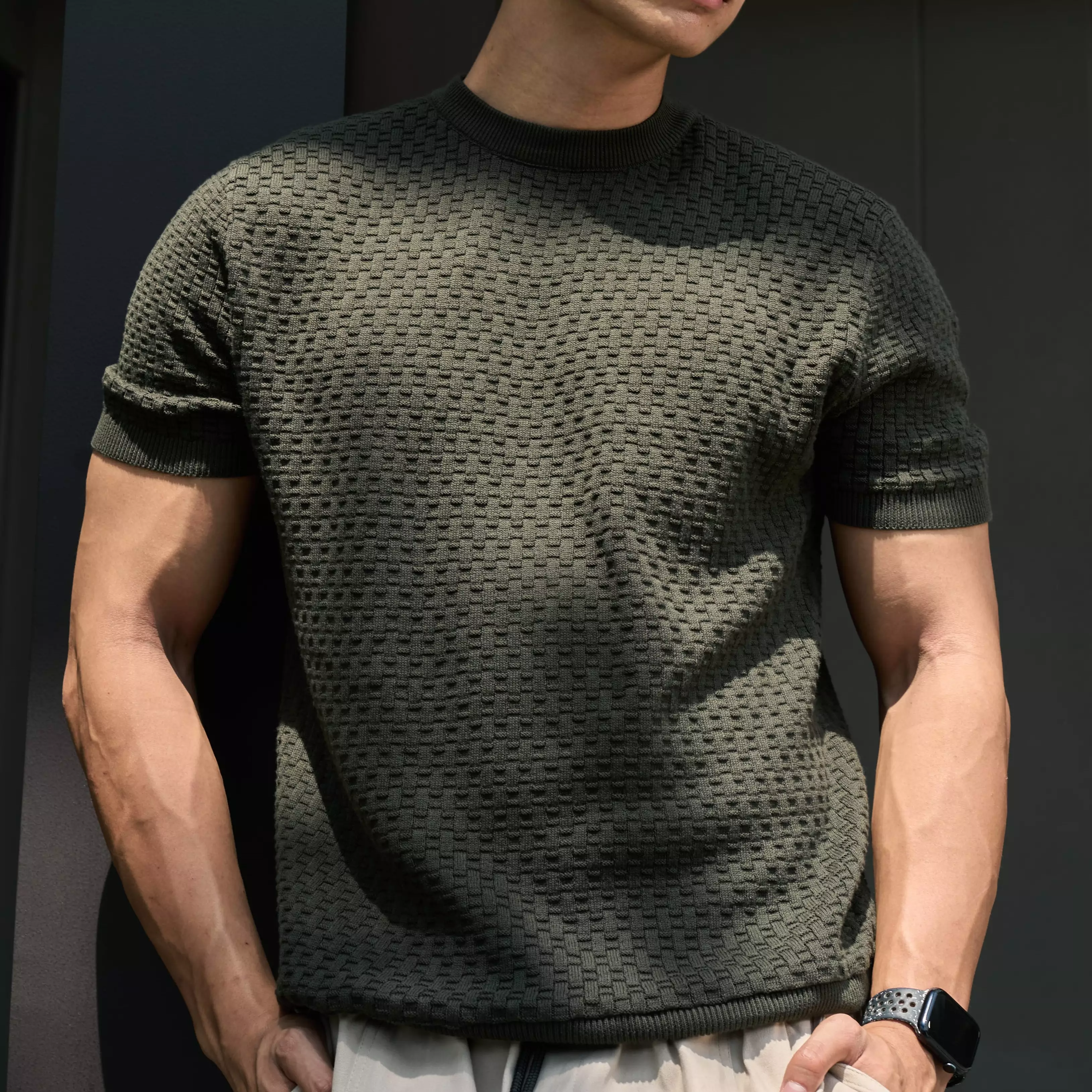 Kale Miller Army / Sweater Rajut Pria Lengan Pendek / Knitwear