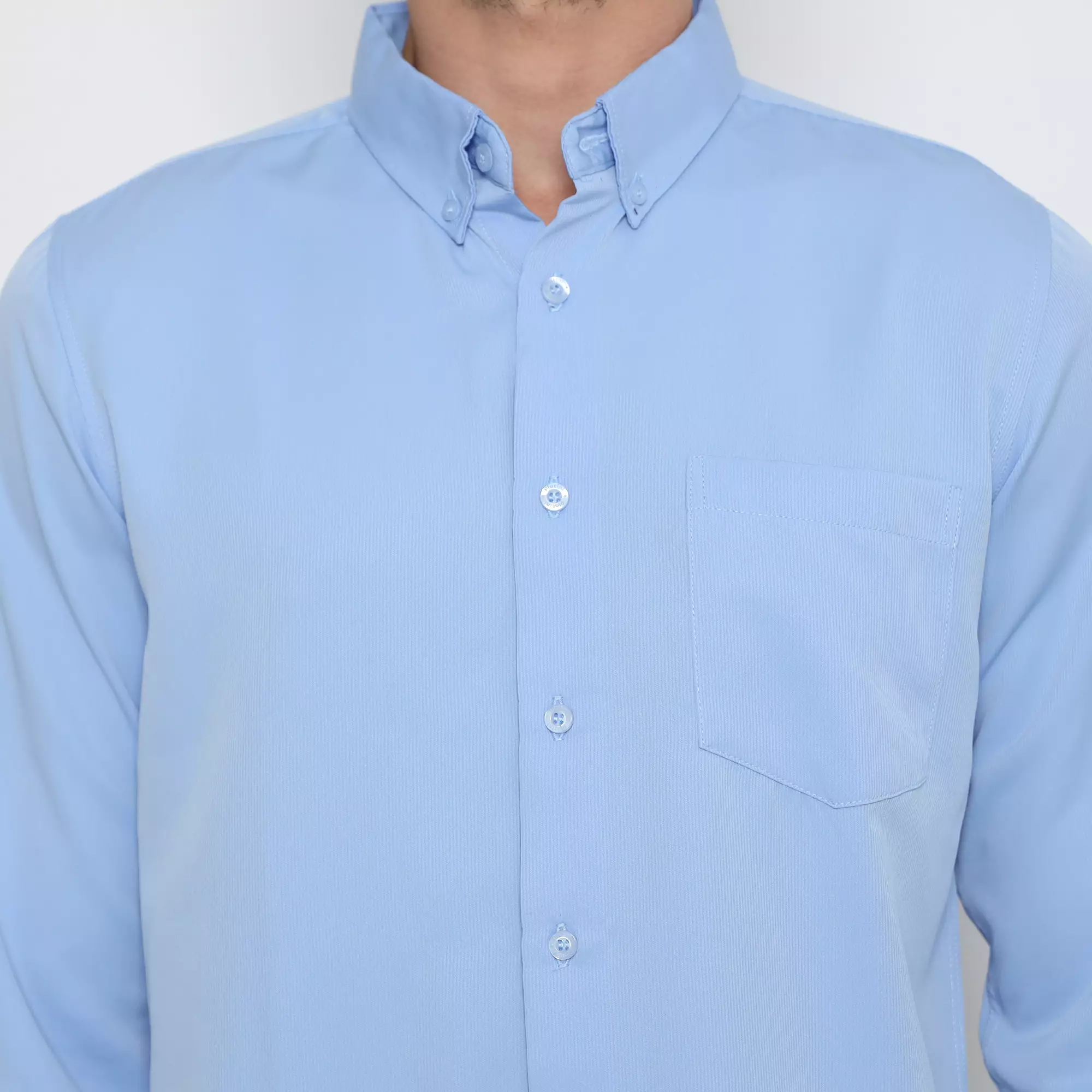 Platini Baju Kemeja Pria Lengan Panjang Polos Polinosic Biru 66124