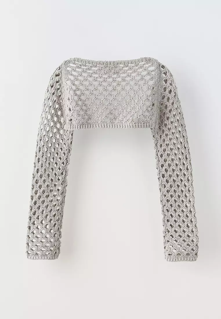 Mesh Knit Sweater with Openwork