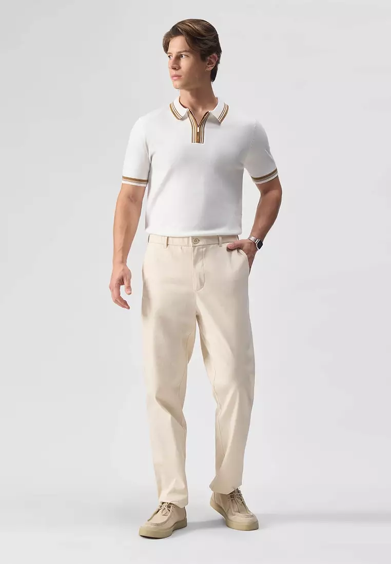 Zip-Up Polo Shirt with Tipping