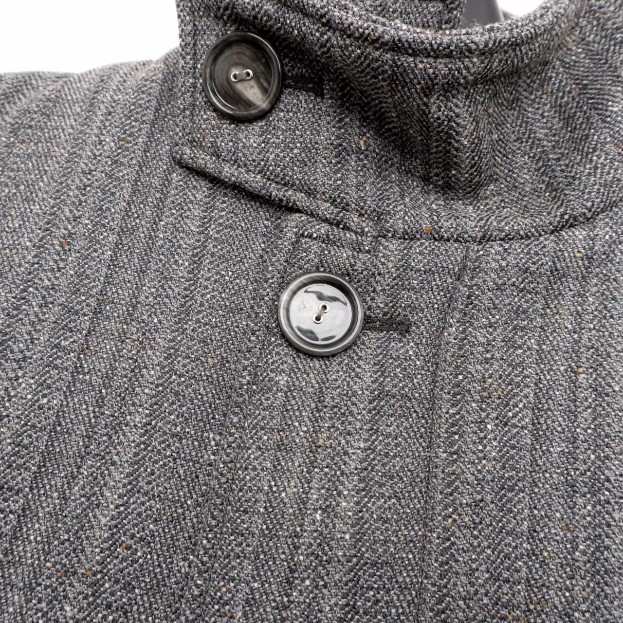 Herringbone Harrington Jacket In Double Wool Grey