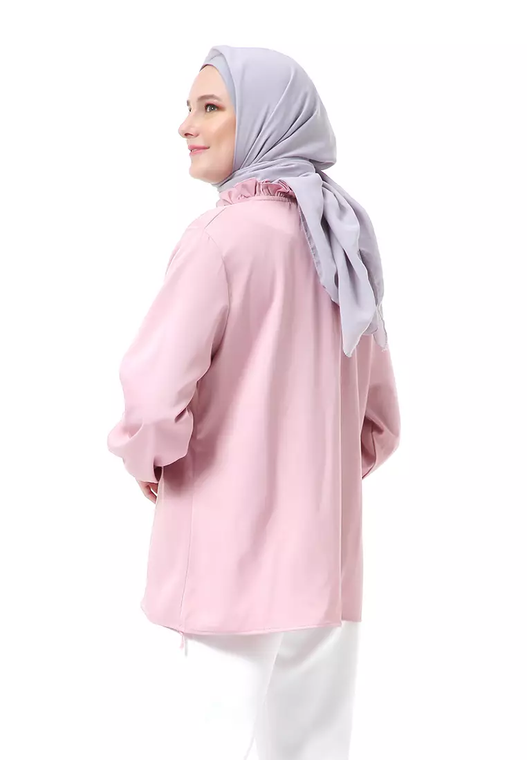 Blouse Muslimah Atasan Wanita Ballon Sleeve Regular Fit - Dusty Pink